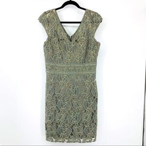 Tadashi Shoji Dress Metallic Lace‎ Sz 10
